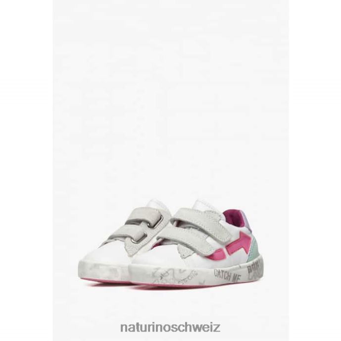 Naturino kristil vl Sneakers aus Leder und Stoff Kinder weiß-rosa 66HJ490