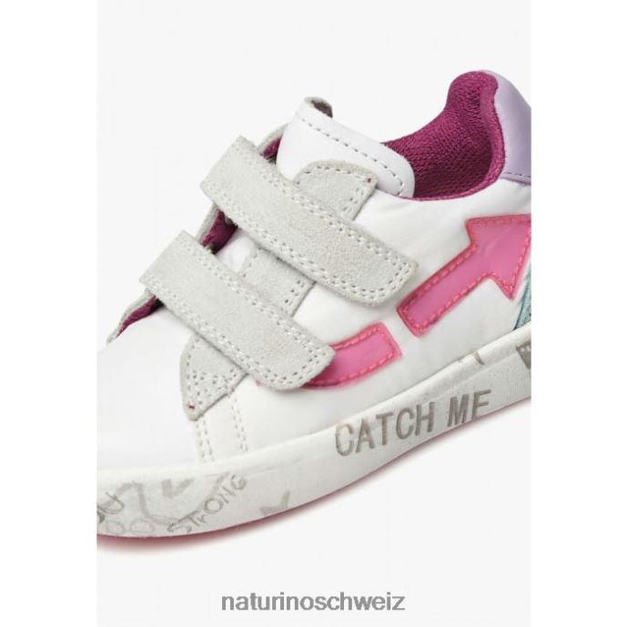 Naturino kristil vl Sneakers aus Leder und Stoff Kinder weiß-rosa 66HJ490