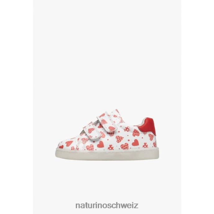 Naturino owie vl Ledersneaker mit Herzaufdruck Kinder weiß Rot 66HJ505