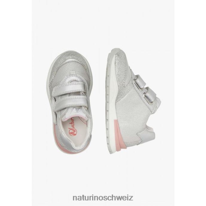 Naturino quell vl Sneakers aus Leder und Stoff Kinder Silber 66HJ501