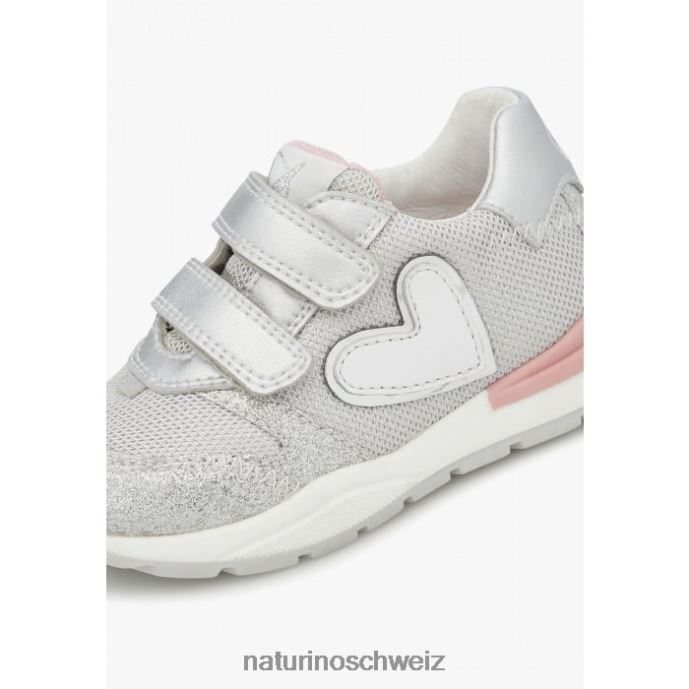 Naturino quell vl Sneakers aus Leder und Stoff Kinder Silber 66HJ501