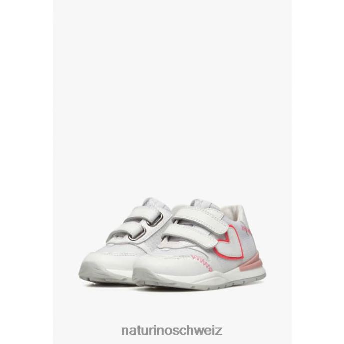 Naturino quell vl Sneakers aus Leder und Stoff Kinder weiß-rosa 66HJ449