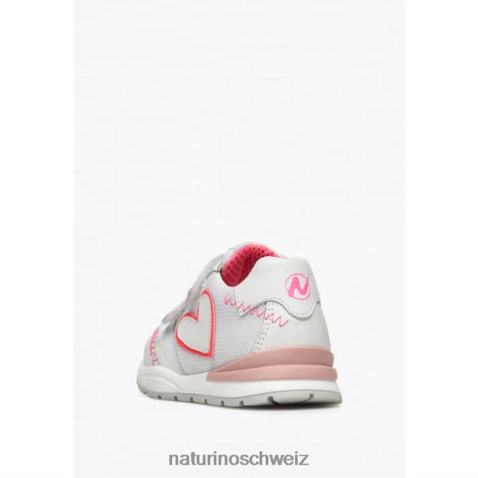 Naturino quell vl Sneakers aus Leder und Stoff Kinder weiß-rosa 66HJ449