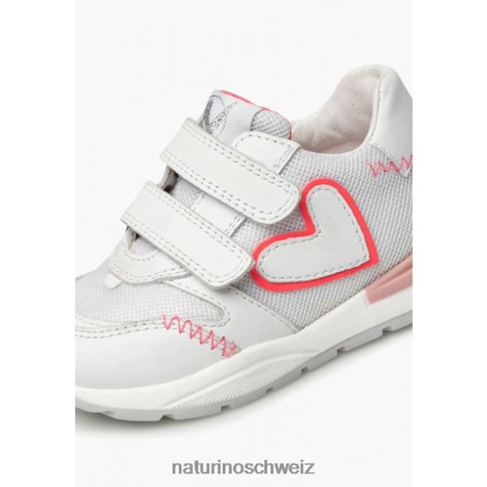 Naturino quell vl Sneakers aus Leder und Stoff Kinder weiß-rosa 66HJ449